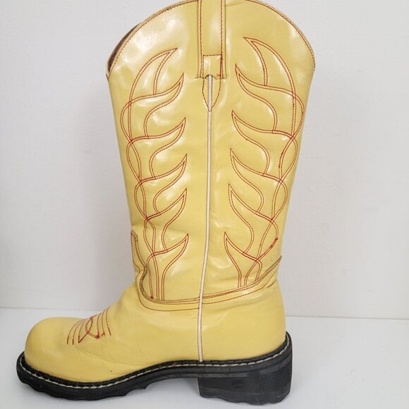 John Fluevog F-Shoes Cowboy Low Boots in Patent Yellow 9 - Picture 3 of 10